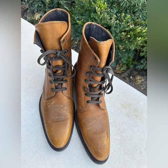 Fendi Tan/Brown Leather Oxford Dress Boots (Men’s Size 9 OR Women’s Size 10.5) - Picture 2 of 9